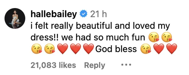 Halle Bailey antwortete auf den Beitrag von The Shade Room.